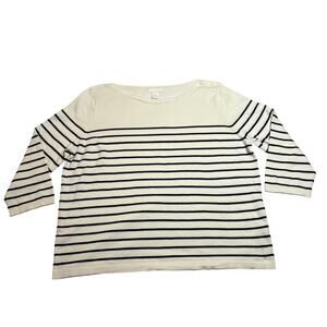 H&M Boat Neck Stripe Knit Top Size XL Stretch Coastal Nautical Preppy Casual